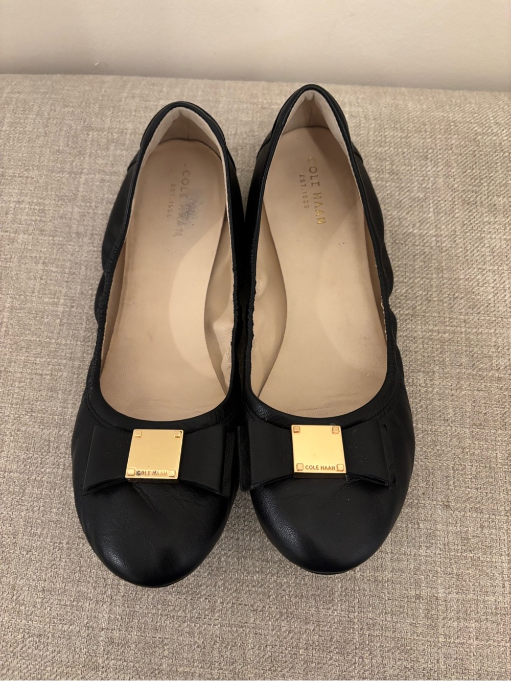 Cole Haan Tali Black SOFT LEATHER Ballet Scrunch Flats Women’s Size 9B (Medium) - Picture 2 of 6